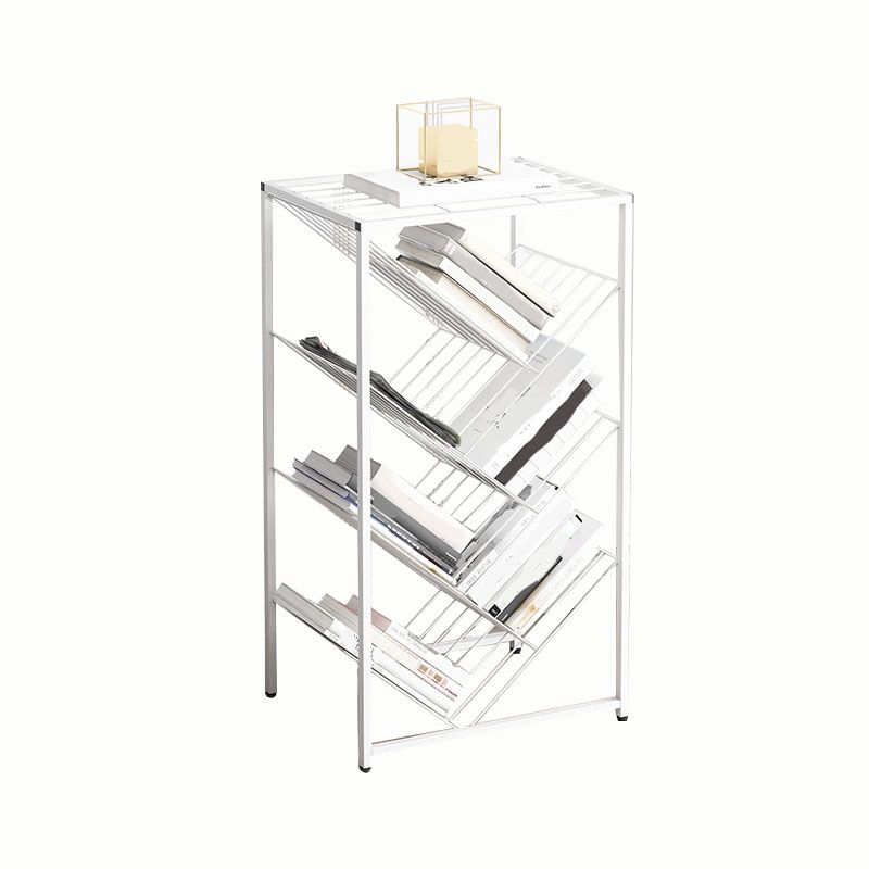 Modern Etagere Metal Bookcase White Vertical Shelf Bookcase for Study Room