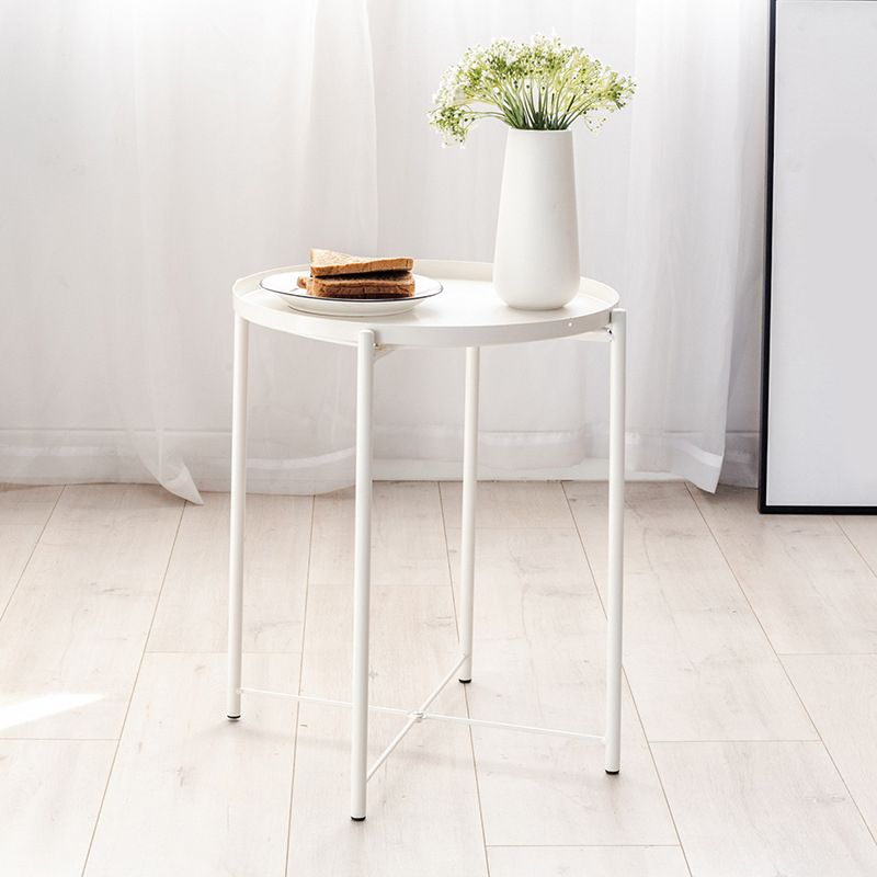 Scandinavian Living Room Round Sofa Side Table Metal Tray Top End Table