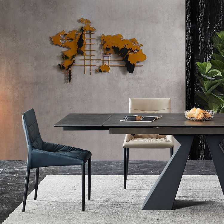 Modern Rattan Standard Dining Set with Rectangle Table and Solid Back Chairs Dining Set