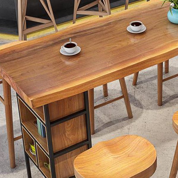 Modern 1/4/9 Pieces Bar Table Set Rectangle Pine Wood Counter Table with High Stools