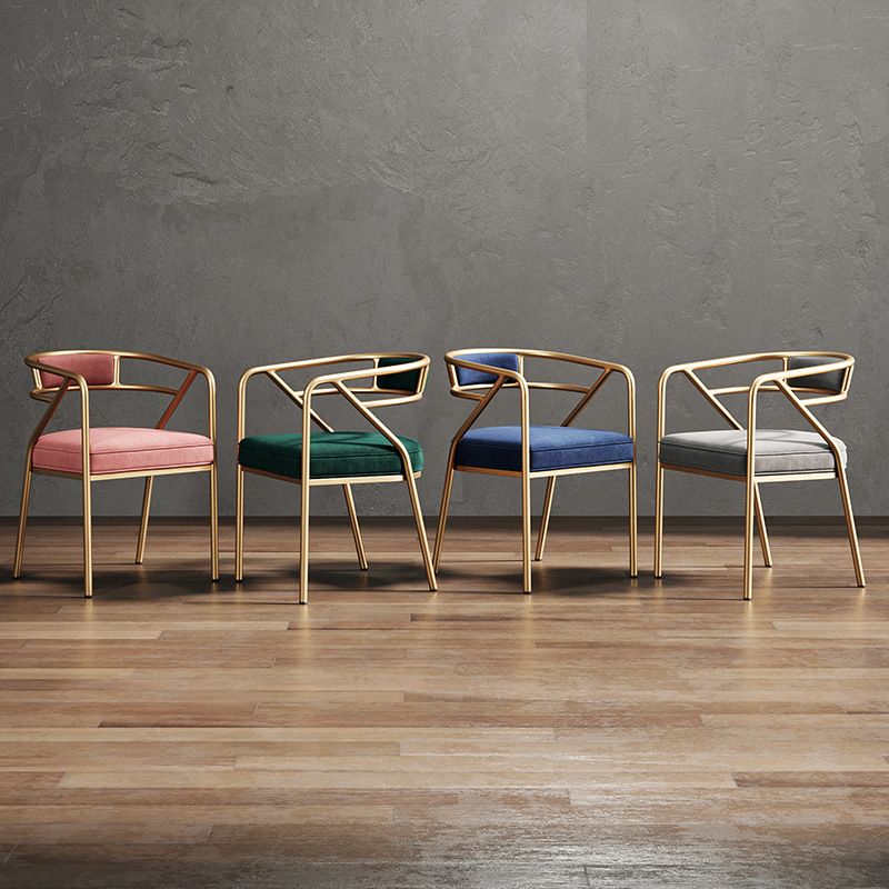 Silla de metal escandinavo Glam para comedor y cocina, sillón con respaldo abierto