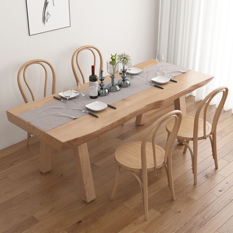 Modern Style Rectangle Dining Table Wood Table with Wood Legs for Home