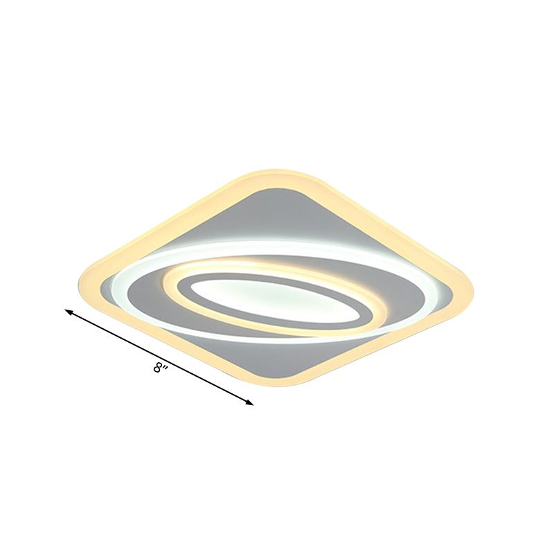 Geometrische LED-Einbauleuchte aus zeitgenössischem Acryl, 8"/19,5" breite Schlafzimmer-Deckenleuchte mit warmem/weißem Licht