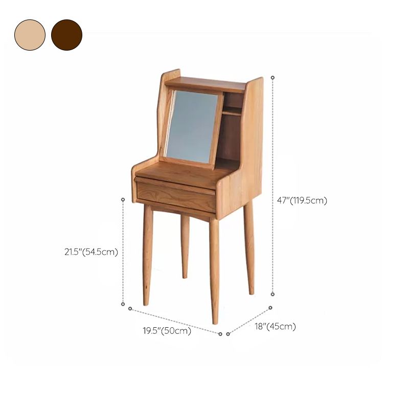 Scandinavian Makeup Vanity Mirrored Solid Wood Makeup Dressing Table