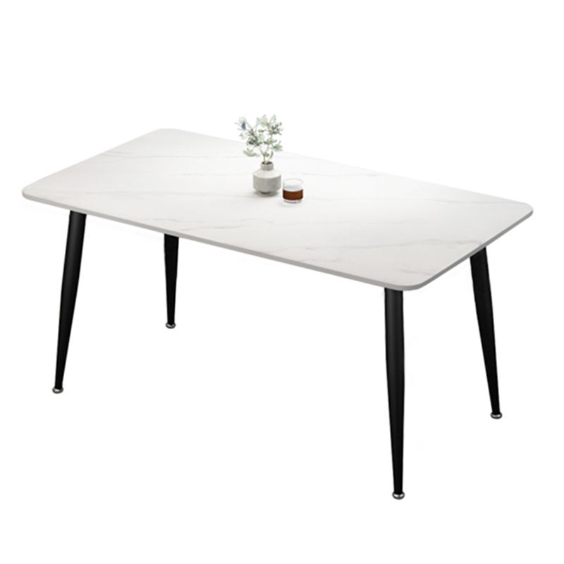Rectangular Stone Round Table Modern Dining Table Furniture with Metal Base