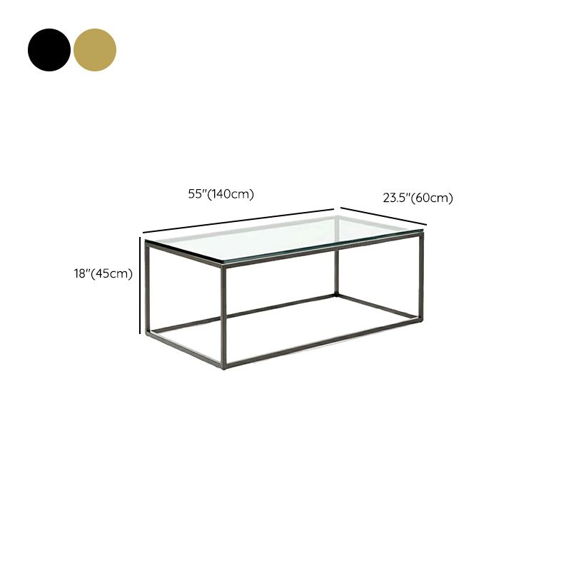 Modern Style Rectangular Glass Coffee Table 17.7-In H Metal Frame 1 Single Cocktail Table