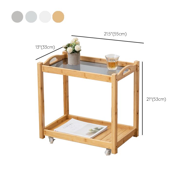 Modernistic Solid Wood with Shelf Rectangular Double Tier Side Table