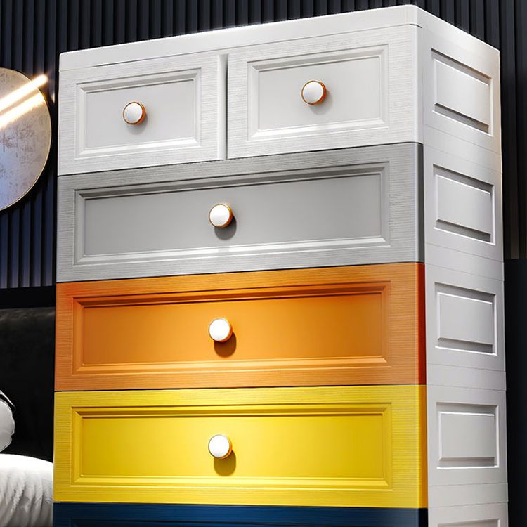 Plastic Contemporary Bedroom Cabinet Matte Finish Storage Cabinet with Drawers