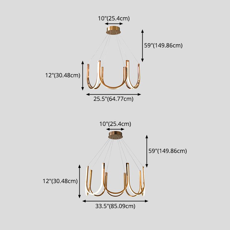 Éclairage suspendu en métal en U simple LED PRENDANT PRENDANT