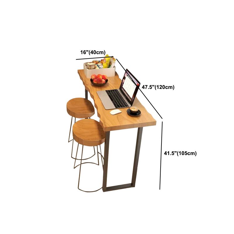 Rectangle Bar Dining Table Contemporary Wood Bar Table with Black Sled Base