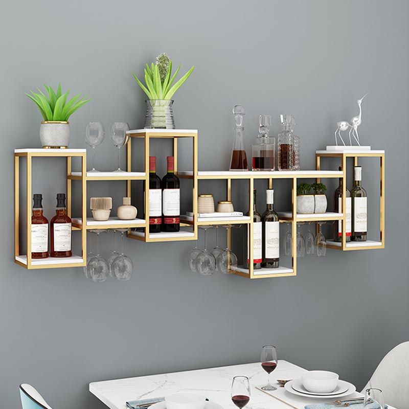 Metal Wall Mounted Wine Rack 7.8"W Wine Rack with Stemware Holder
