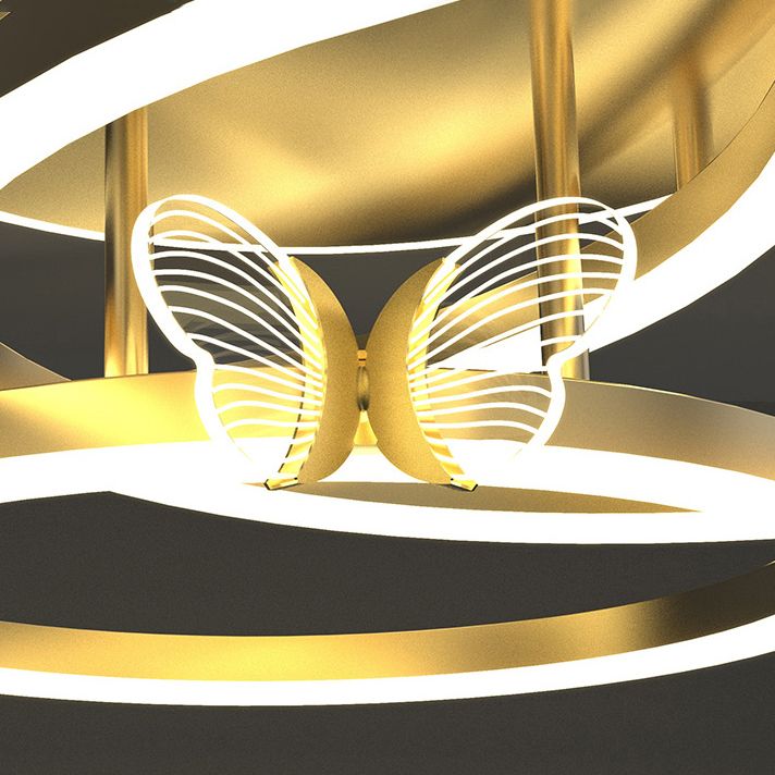 Contemporary Linear Flush Light Fixture Metal Flushmount Lighting in Gold