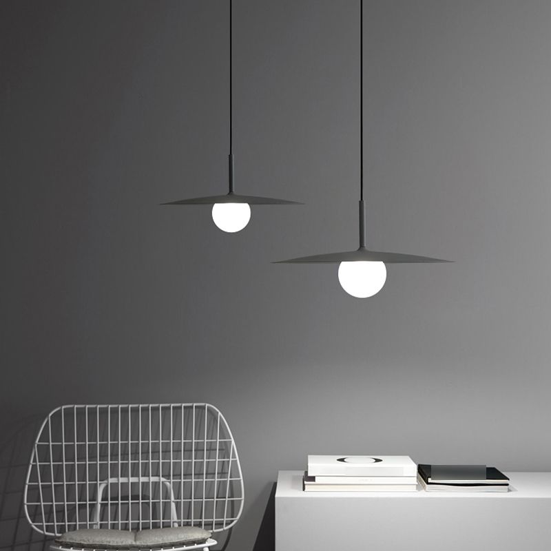 1-Light White Glass Pendant Lighting Fixtures Modern Ceiling Pendant for Bar