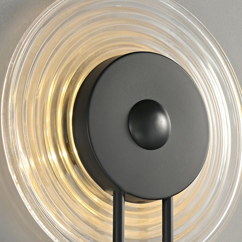 Lámpara de luz de matrícula redonda moderna de 1 luz con sombra de hierba transparente