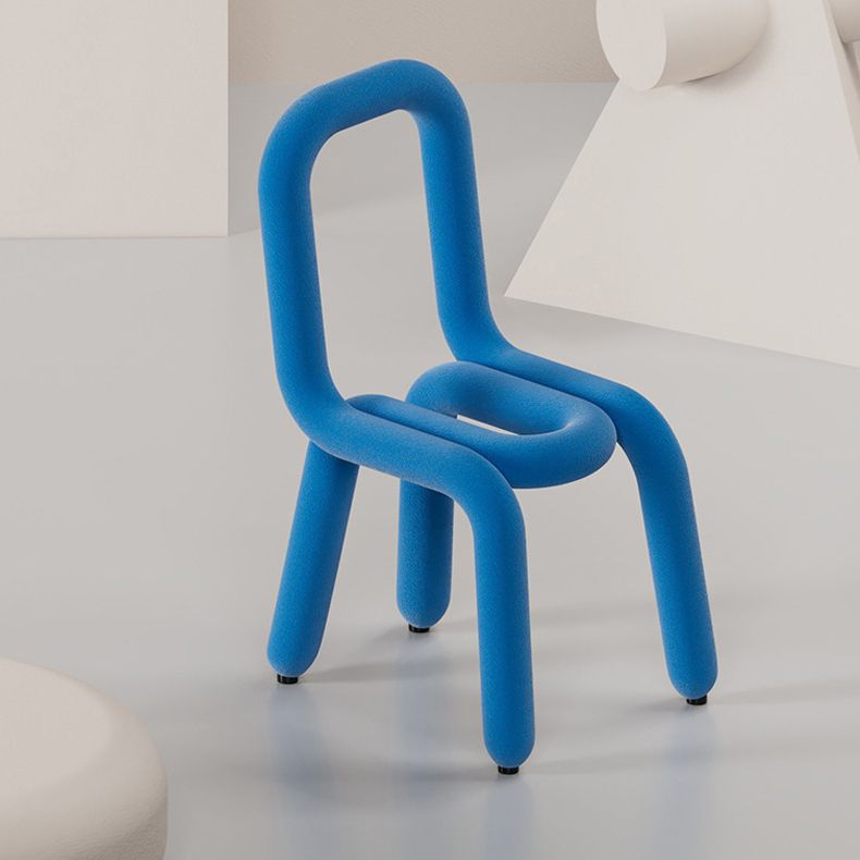Designer Style Velvet Curved Chair Open Back Matte Finish Dining Chair