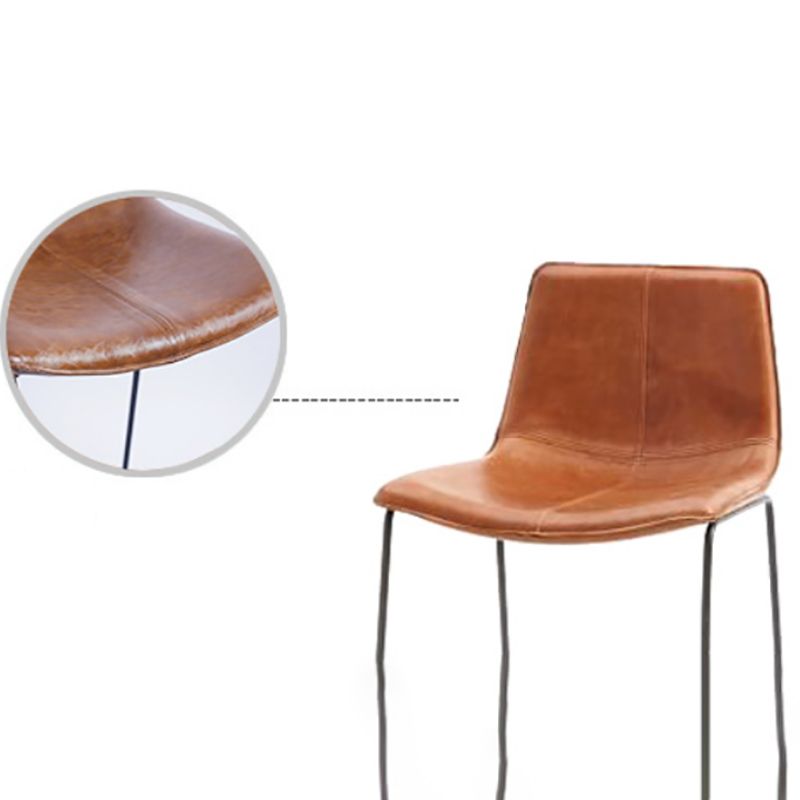 Modern Backrest Armless Counter Stool Iron Bar Stool with Cushion and Pedal