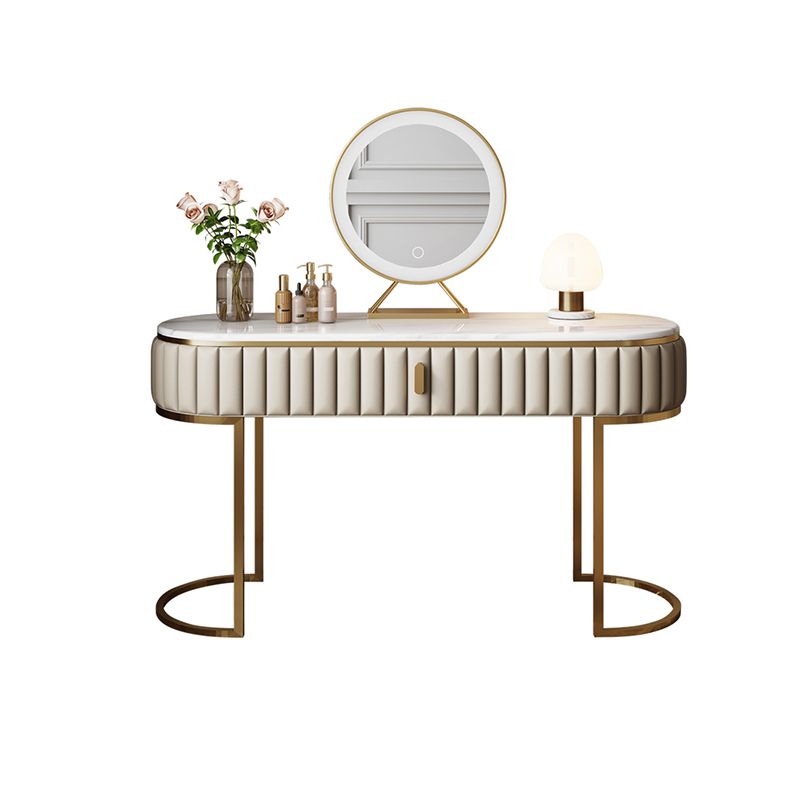 Bedroom Glam Metallic Cream Standing Vanity Dressing Table Set