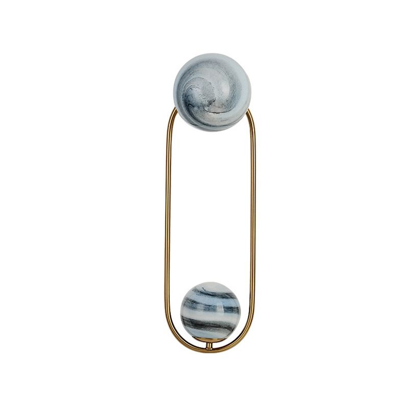 Oval Wall Lighting Modernism Metal 2 Bulbs Gold Sconce Light Fixture for Living Room