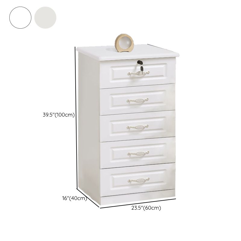 Traditional Wooden Storage Chest Home Vertical Chest in White with Drawers