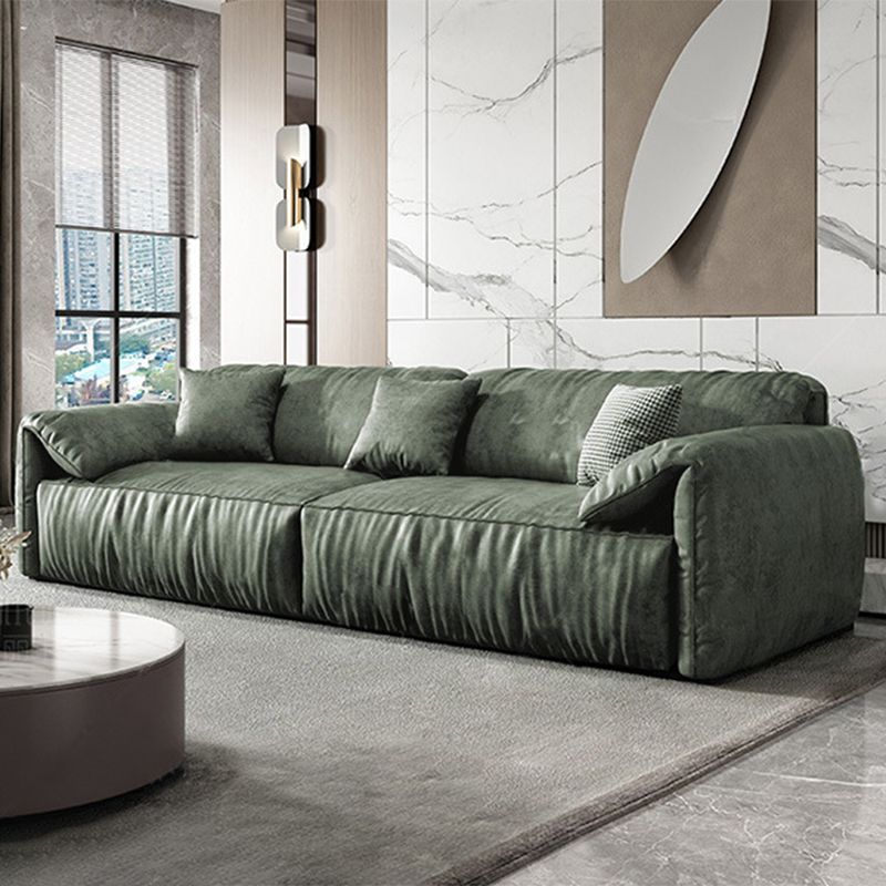 Modern Faux Leather Living Room Pillow Top Arm Sewn Pillow Back Seating