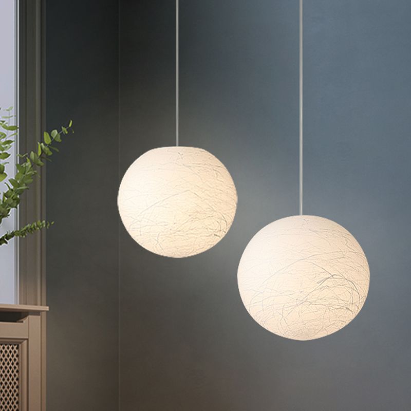 Kugelförmige Decke Anhängerlampe Einfaches Acryl -Einzelbistro -Pendel Licht in Weiß mit strukturierter Oberfläche, 8/12 Zoll Dia