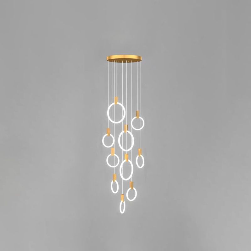 Modern Luxury LED Pendant Light Aluminium Circular Hanging Lamp with Acrylic Shade