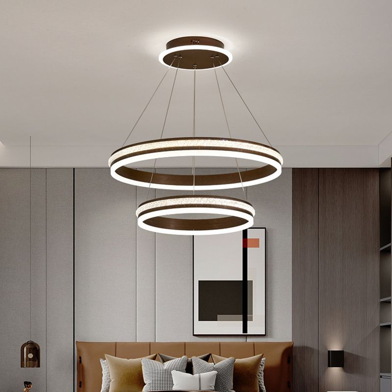 Minimalistische stijlniveaus Kroonluchter verlichting Acryl -salon LED Ring Suspensie Licht armatuur