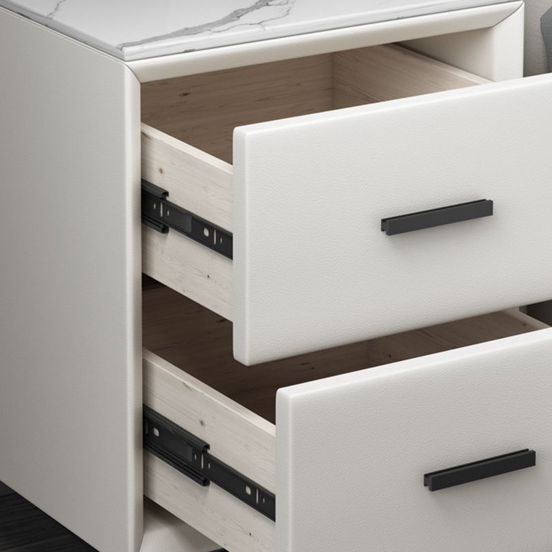 Modern Slate Top Night Table Bedroom 2 Drawers Night Stand with Legs