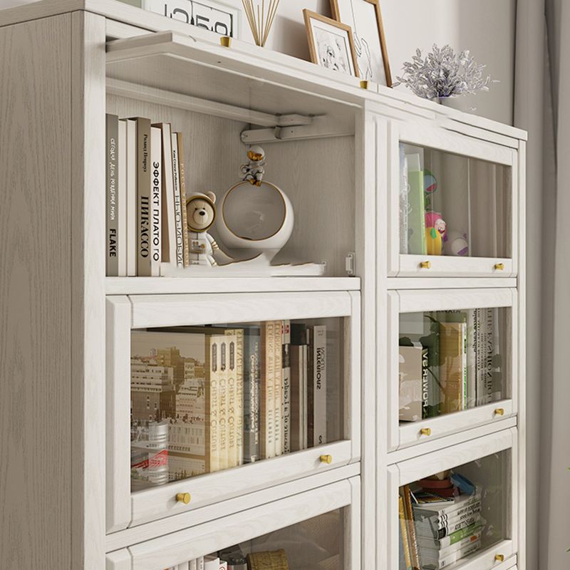Wood Standard Bookcase Closed Back Contemporary Bookshelf with Drawers