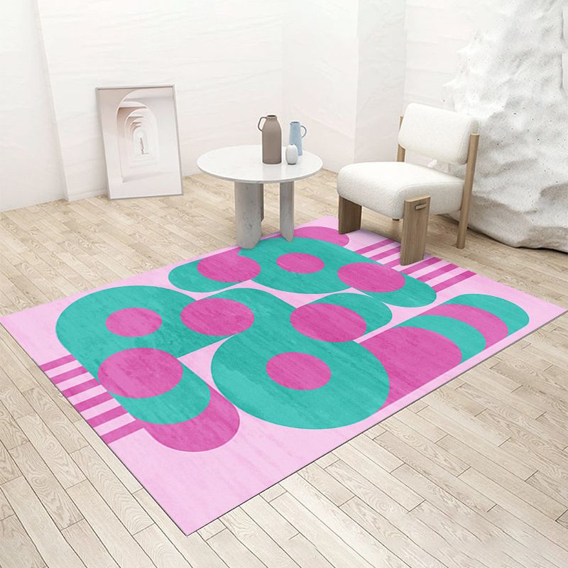 Green Modern Rug Polyester Circle Rug Stain Resistant Rug for Home Decor