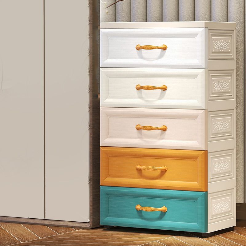 Green Modern Coat Locker Plastic 5-Drawer High Gloss Kid's Wardrobe