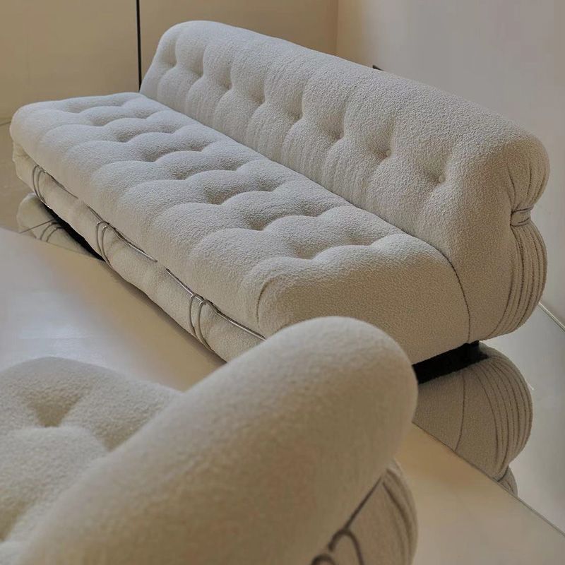 Casual Armless Cushions Seating Standard Sofa in white for Bonus Room