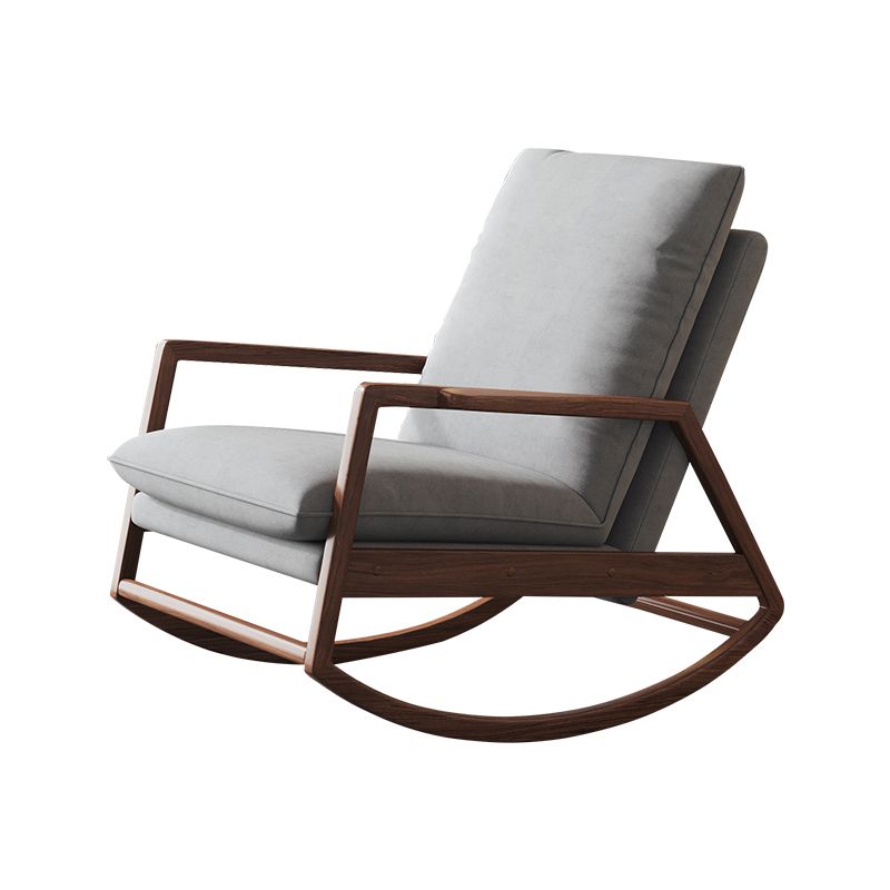 Mid-Century Modern Rocking Chair Fabric Upholstered Solid Color Porch Rocking Chair