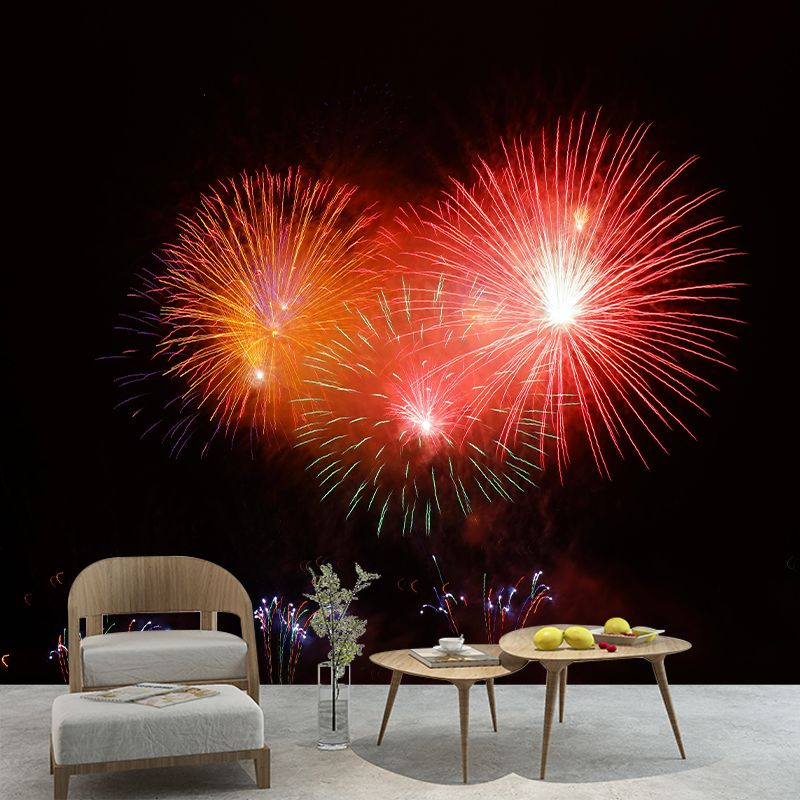Contemporary Photography Gorgeous Fireworks Murals Wallpaper Moisture Resistant