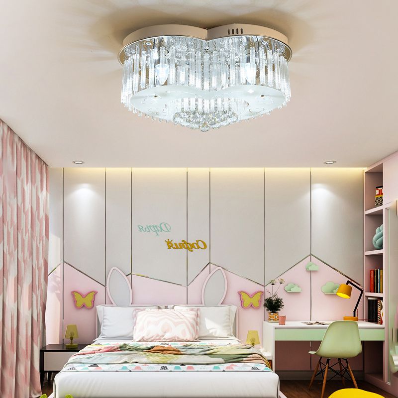 Heart Flushmount Modernist K9 Crystal 18 "/23,5" brede LED zilveren plafondlamp voor slaapkamer