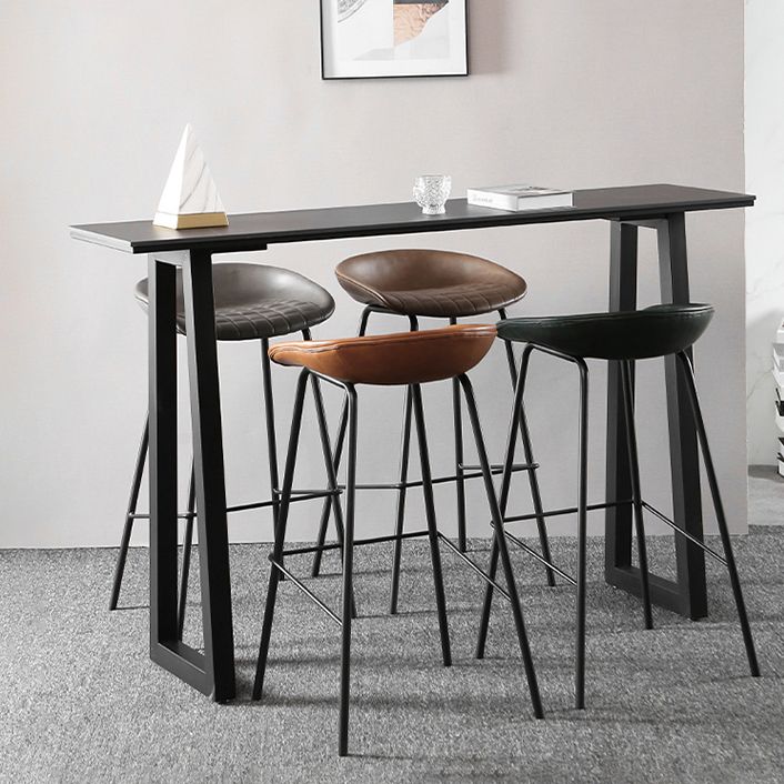 Industrial Style Leather Counter Stool Bucket Stools with Metal Base for Home