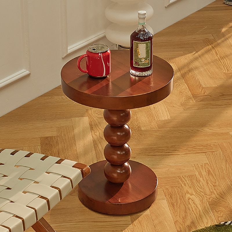 Round Solid Wood Side Table Scandinavian 20" Tall Pedestal End Table