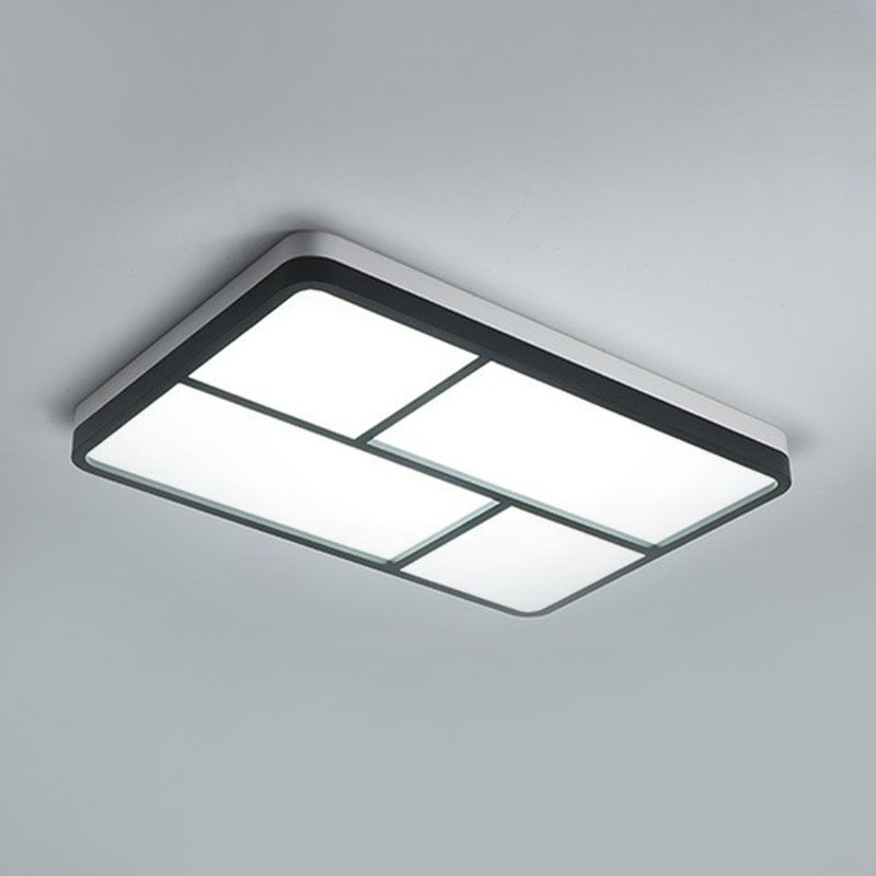 Minimal Splicing Quadrate Flush Ceiling Light Metal Living Room LED Flush Mount Lighting Fixture in Black and White