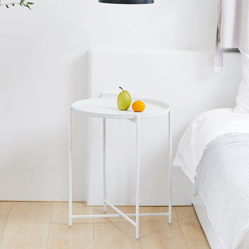 Cross Legs Tray Top Coffee Table Round Metallic Cocktail Table