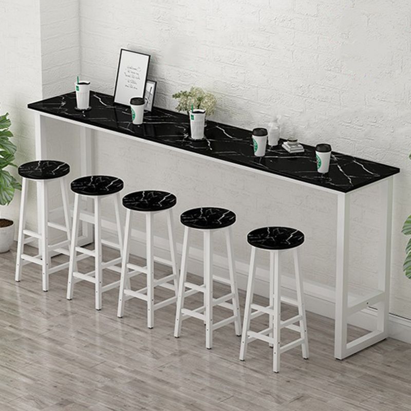 Glam Indoor Bar Stool Table Rectangle Bar Dining Table with Footrest