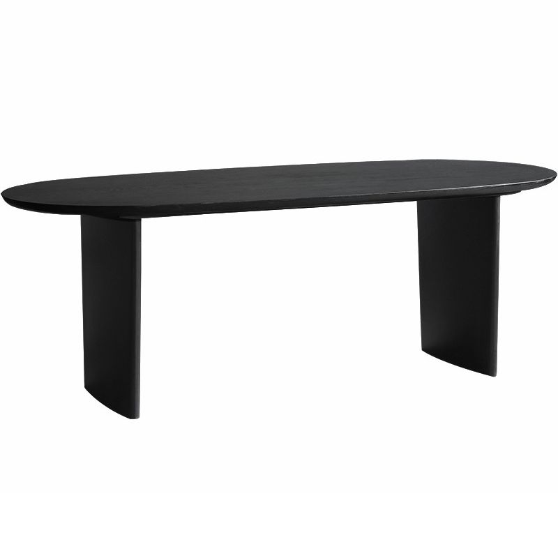 Solid Wood Contemporary Oval Dining Table Black Wood Top Table for Dining Room