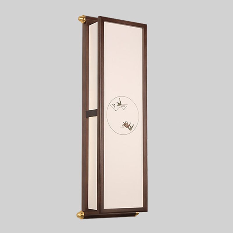 New Chinese Style Wooden Wall Light Cuboid LED Wall Lamp with Acrylic Shade for Bedroom