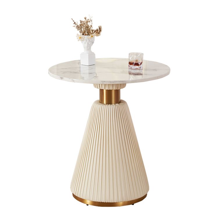 Traditional Luxury Dining Table Round White Top Dining Table with Pedestal Base