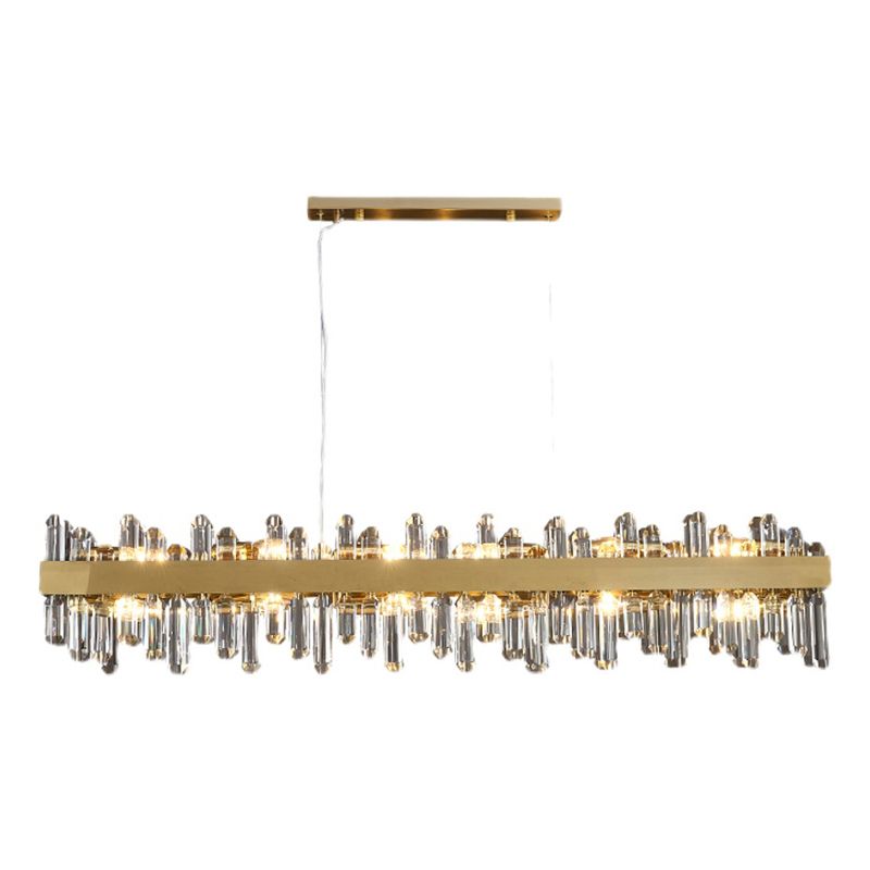 Gold Crystal Linear Ceiling Pendant Contemporary Island Lighting Fixtures for Dining Room