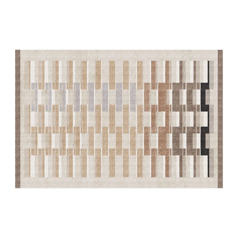 Light Grey Casual Rug Polyester Striped Indoor Rug Washable Rug for Home Decor
