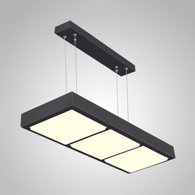 Rectangular Island Lamp Modern Metal 3/4/5 Lights Black/White Office Hanging Light in Warm/White