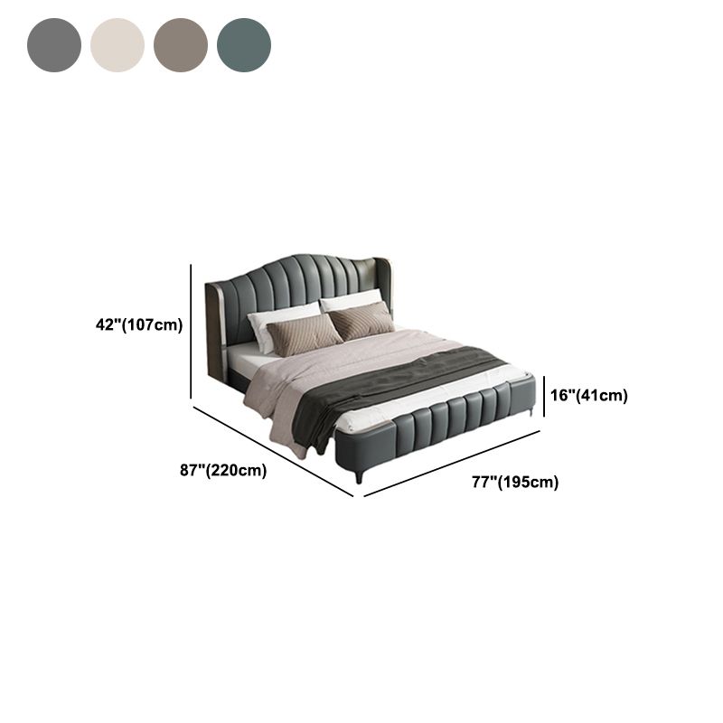 Glam Style Upholstered Headboard Leather Material Sponge Filled Multicolor Choice Bed