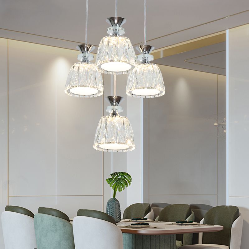 Glockenförmige Kristallcluster Anhänger moderne Chrom -LED -LED Hängende Licht für Esszimmer