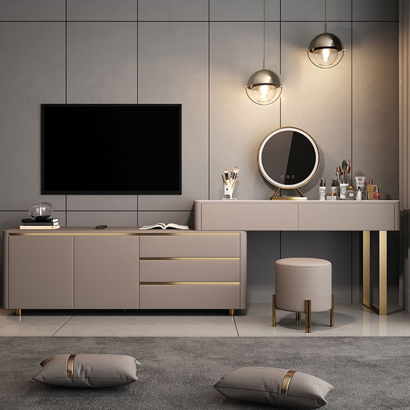 Contemporary With Drawer Gray Lighted Mirror Bedroom Make-up Vanity