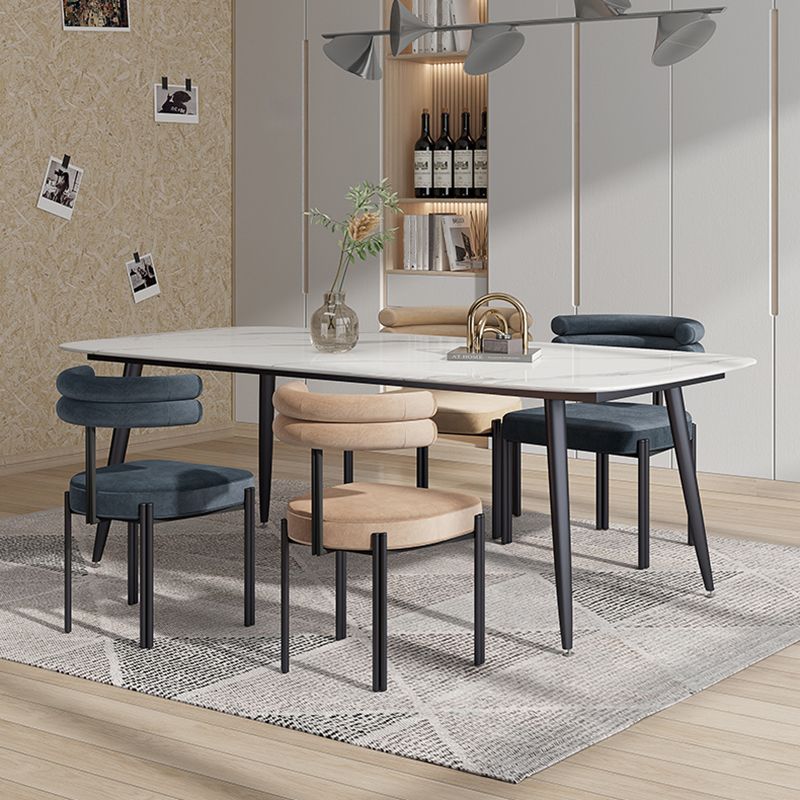 Silla lateral casera de estilo moderno Silla tapizada de comedor de diseño con respaldo abierto